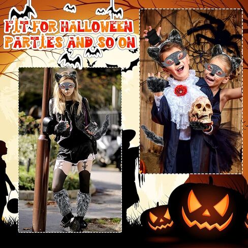 Toylink Wolf Ears and Tail Set Kids Wolf Costume for Girls Women Halloween Cosplay Party Animal Costume Dress up Accessories in Kuwait