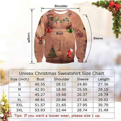 سويت شيرت Idgreatim للجنسين Ugly Christmas Crewneck برسومات ثلاثية الأبعاد وأكمام طويلة in Kuwait