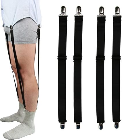 قميص يبقى للرجال، مرنة على شكل I شكل قابل للتعديل مع مشبك إغلاق بتقويم ممتاز للرجال, أسود, Large in Kuwait