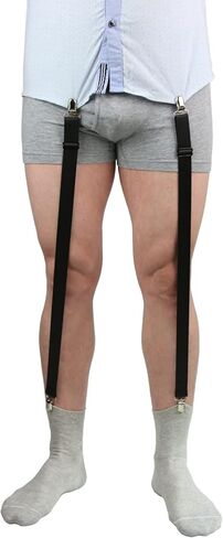 قميص يبقى للرجال، مرنة على شكل I شكل قابل للتعديل مع مشبك إغلاق بتقويم ممتاز للرجال, أسود, Large in Kuwait