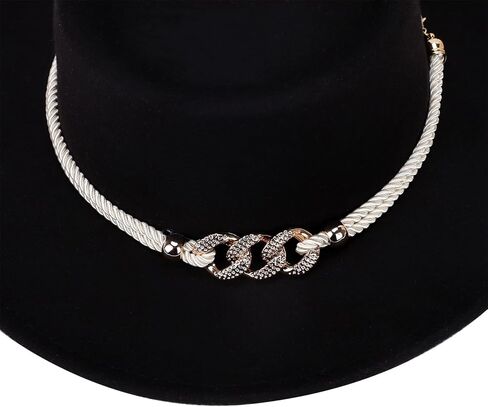 HADM Women Vintage Wide Brim Fedora Hat with Belt Buckle Classic Felt Jazz Hat… in Kuwait