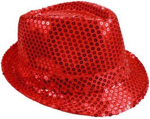 Mozlly Glamorous Sequin Fedora Hat, 11" Retro Disco Funky Glitter Costume Unisex Party Props Favor Novelty Accessory in Saudi Arabia