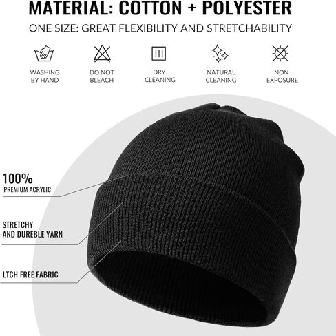 Nimalpal Beanie - قبعات صغيرة للرجال، قبعة صغيرة للرجال والنساء، قبعة صغيرة للرجال، قبعات شتوية للرجال، قبعة متماسكة، قبعات جمجمة، قبعة صغيرة سوداء، قبعة بدون حافة للتخييم والمشي لمسافات طويلة، هدية صغيرة in Kuwait