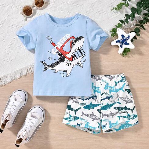 fioukiay Toddler Boy Summer Clothes Outfits Little Kids Short Sleeve Funny Letter Print T-Shirt Camo Shorts Clothing Set in Saudi Arabia