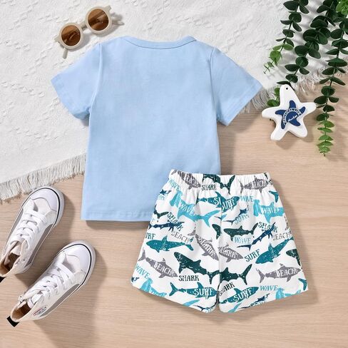 fioukiay Toddler Boy Summer Clothes Outfits Little Kids Short Sleeve Funny Letter Print T-Shirt Camo Shorts Clothing Set in Saudi Arabia