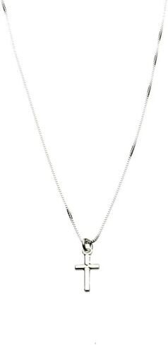Sterling Silver Tiny Cross Charm Box Chain Nickel Free Necklace Italy in Kuwait