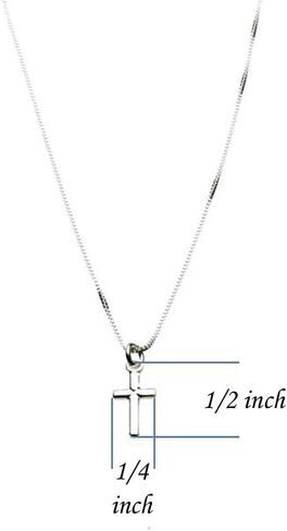 Sterling Silver Tiny Cross Charm Box Chain Nickel Free Necklace Italy in Kuwait