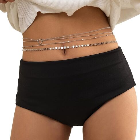 3Pcs Bohemia Butterfly Waist Chian Belt Jewelry Summer Beach Multi Layer Butterfly Waist Belly Chain Sexy Pearl Belly Chains Beach Bead Body Jewelry for Women in Kuwait