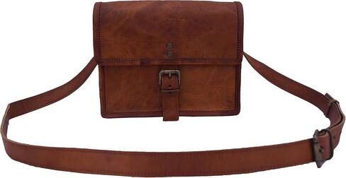 9 Inch Handmade Vintage Leather Crossbody Sling Bag Men Women Unisex Teens Purse Wallet Satchel Handbag Messenger Bags in Saudi Arabia