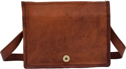 9 Inch Handmade Vintage Leather Crossbody Sling Bag Men Women Unisex Teens Purse Wallet Satchel Handbag Messenger Bags in Saudi Arabia