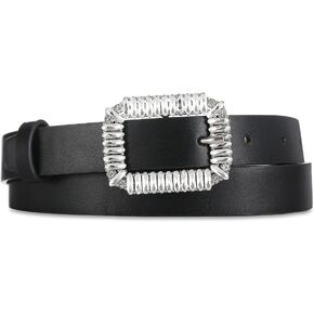 أحزمة نسائية كاجوال سوداء من RISANTRY للجينز، حزام جلد ناعم مع حزام بإبزيم من حجر الراين لفساتين البنطلونات in Kuwait