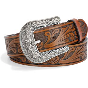 WOWOGO Western Belts for Women Men Cowboy Cowgirl Floral Engraved Leather Belt Strap Vintage Embossed Buckle