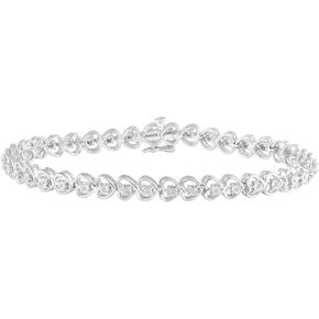 فيفث اند فاين سوار تنس على شكل قلب من الماس الطبيعي عيار 1/8 قيراط من الفضة الاسترلينية عيار 925، معدن، ماسي, معدن, الماس in Kuwait