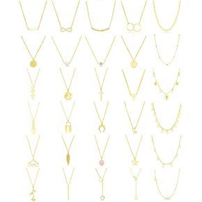 FUNEIA 30 قطعة قلادات ذهبية أنيقة بطبقات للنساء العصرية مطلية بالذهب عيار 14 قيراط صغيرة لطيفة مطرزة على شكل فراشة متقاطعة على شكل قلب وقلادة مجموعة للفتيات المراهقات والنساء مجموعة مجوهرات قلادة in Kuwait