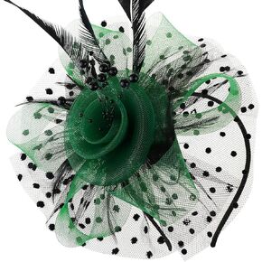 DRESHOW Fascinators Hat Flower Mesh Ribbons Feathers on a Headband and a Clip Tea Party Headwear for Girls and Women in Kuwait