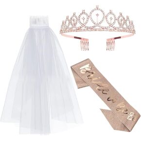 مجموعة زينة هدايا لحفلات الخطوبة مع مشط ووشاح لحفلات الزفاف وحفلات توديع العزوبية بلون ذهبي وردي وابيض، 79 سم/12 × 4 سم/158 × 9.5 سم من تشكسيلينج in Kuwait