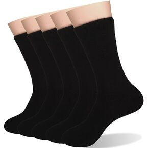 Ait fish Men's 100% Cotton Crew Socks Black and White Pack of 5 for All-season in Kuwait