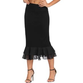 GRACE KARIN Women’s Knee Length Underskirt Ruffled Chiffon Dress Skirt Half Slip Extender S-XXL