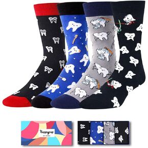 HAPPYPOP Teeth Socks Dentist Socks Dental Socks Men Tooth Socks, Dental School Graduation Gifts Dental Hygienist Gifts Teeth Gifts Dental Student Gifts Tooth Gifts