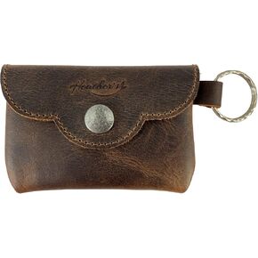 Heather's, Envelope Keychain Handmade from Full Grain Leather - Bag for Coins, Change, Headphones, Snap Closure, Small Personal Items - Bourbon Brown in Saudi Arabia