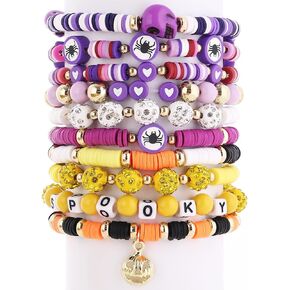𝐇𝐞𝐢𝐬𝐡𝐢 𝐁𝐞𝐚𝐝𝐞𝐝 𝐒𝐭𝐫𝐞𝐭𝐜𝐡 𝐁𝐫𝐚𝐜𝐞𝐥𝐞𝐭𝐬 for Women Teen Girls St.Patrick's Day Valentine's Day Christmas Breast Cancer Bracelets Stackable Polymer Clay Beads Bracelets Friendship Boho Bracelets Jewelry Set in Saudi Arabia