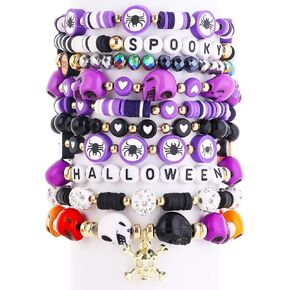 𝐇𝐞𝐢𝐬𝐡𝐢 𝐁𝐞𝐚𝐝𝐞𝐝 𝐒𝐭𝐫𝐞𝐭𝐜𝐡 𝐁𝐫𝐚𝐜𝐞𝐥𝐞𝐭𝐬 for Women Teen Girls St.Patrick's Day Valentine's Day Christmas Breast Cancer Bracelets Stackable Polymer Clay Beads Bracelets Friendship Boho Bracelets Jewelry Set in Kuwait
