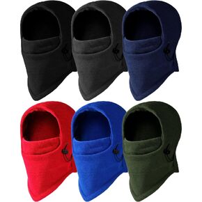 6 Pcs Boys Winter Hat Kids Balaclava Hat Kids Winter Windproof Hat Thick Fleece Winter Ski Mask Adjustable Children Heavyweight Balaclava with Drawstring for Boys Girls Unisex in Saudi Arabia
