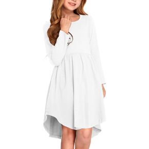 Arshiner Girl Long Sleeve A Line Skater Casual Twirly Casual Dress