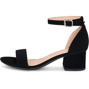 Chariot & Co - Match-IIS- Kids/Children/Girls Single Band Adjustable Ankle Strap Low Block Heels w/Comfortable Sole- Dress/Casual Pump Sandals