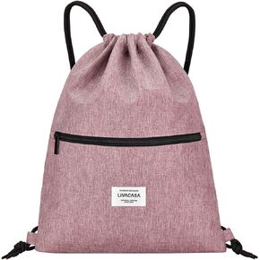 LIVACASA Drawstring Backpack Bag for Men Women Gym Drawstring Bag Pink