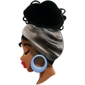 Personality Lady Portrait Brooch Pin for Women Girls Acrylic Resin Cute Corsage Badge Pins Lapel Pin Shawl Clip Pin Accessory Decoration for Cloth Bag Hat in Saudi Arabia