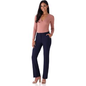 Rekucci Women's Smart Stretch Desk to Dinner Straight Leg Pant w/Zipper Closure