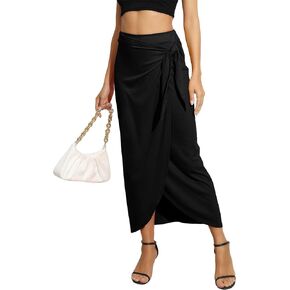 Witsmile Women’s Maxi Skirt High Waist Wrap Pencil Long Skirts for Women Slim Boho Draped Front Bodycon Dresses