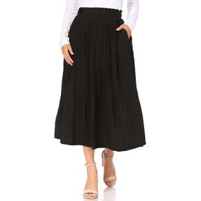 Pleated Midi Skirts for Women with Pockets, Elastic High Waisted Skirt Reg & Plus Size Womens Summer Skirts Trendy 2023 in Kuwait
