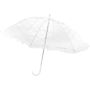 Homeford White Lace Parasol Bridal Umbrella, 26-inch Diameter, 23-inch Length in Kuwait