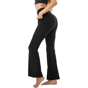 Stanpetix طماق مضيئة للنساء سراويل اليوغا مع جيوب تجريب كروس Bootcut طماق التحكم في البطن أسود in Kuwait