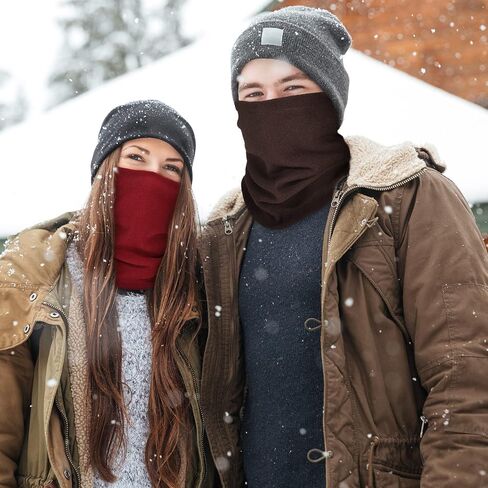 Winter Neck Warmers Fleece Neck Gaiter Face Mask Set Windproof Balaclava Scarf for Homeless Skiing Cycling Running, 8 Colors in Saudi Arabia