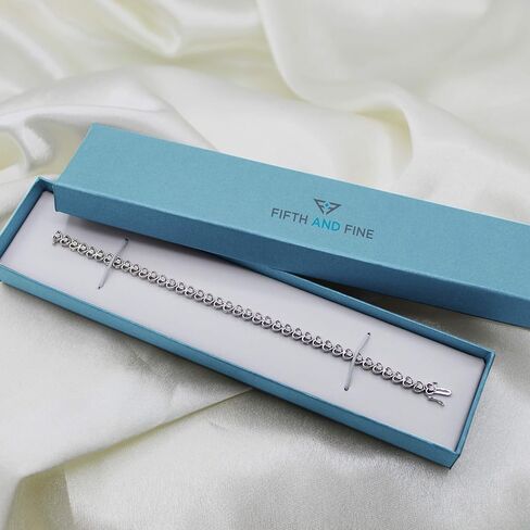 فيفث اند فاين سوار تنس على شكل قلب من الماس الطبيعي عيار 1/8 قيراط من الفضة الاسترلينية عيار 925، معدن، ماسي, معدن, الماس in Kuwait