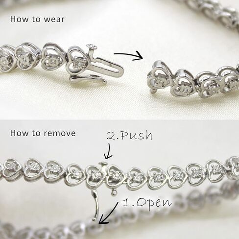 فيفث اند فاين سوار تنس على شكل قلب من الماس الطبيعي عيار 1/8 قيراط من الفضة الاسترلينية عيار 925، معدن، ماسي, معدن, الماس in Kuwait