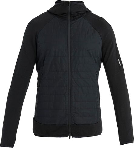Icebreaker Merino Men's Standard Quantum Hybrid Long Sleeve Full-Zip Hooded Jacket, Black, Small in Kuwait