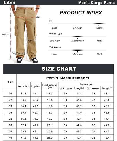 Libin Men's Loose-Fit Cargo Pants Retro Twill Casual Pants Wide Leg Cotton Jeans Work Pants with Pockets in Saudi Arabia