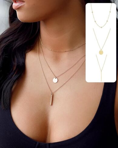 FUNEIA 30 قطعة قلادات ذهبية أنيقة بطبقات للنساء العصرية مطلية بالذهب عيار 14 قيراط صغيرة لطيفة مطرزة على شكل فراشة متقاطعة على شكل قلب وقلادة مجموعة للفتيات المراهقات والنساء مجموعة مجوهرات قلادة in Kuwait