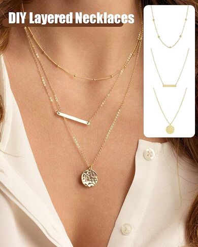 FUNEIA 30 قطعة قلادات ذهبية أنيقة بطبقات للنساء العصرية مطلية بالذهب عيار 14 قيراط صغيرة لطيفة مطرزة على شكل فراشة متقاطعة على شكل قلب وقلادة مجموعة للفتيات المراهقات والنساء مجموعة مجوهرات قلادة in Kuwait