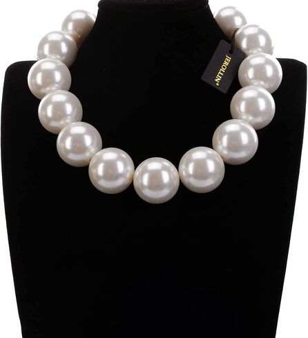 Fashion Single Chain Big Copy CCB Resin Simulated Pearl Bib Collar Choker Statement Necklace Christmas Gift in Kuwait