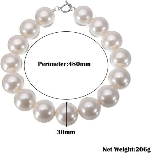 Fashion Single Chain Big Copy CCB Resin Simulated Pearl Bib Collar Choker Statement Necklace Christmas Gift in Kuwait