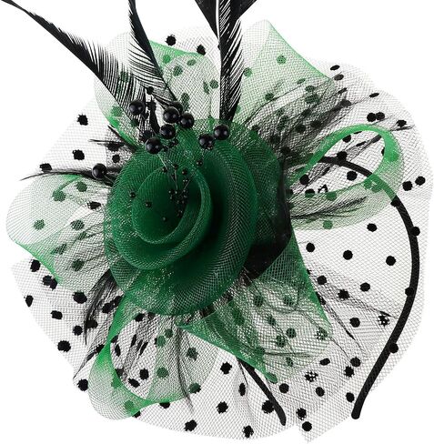 DRESHOW Fascinators Hat Flower Mesh Ribbons Feathers on a Headband and a Clip Tea Party Headwear for Girls and Women in Saudi Arabia