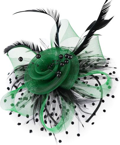 DRESHOW Fascinators Hat Flower Mesh Ribbons Feathers on a Headband and a Clip Tea Party Headwear for Girls and Women in Saudi Arabia