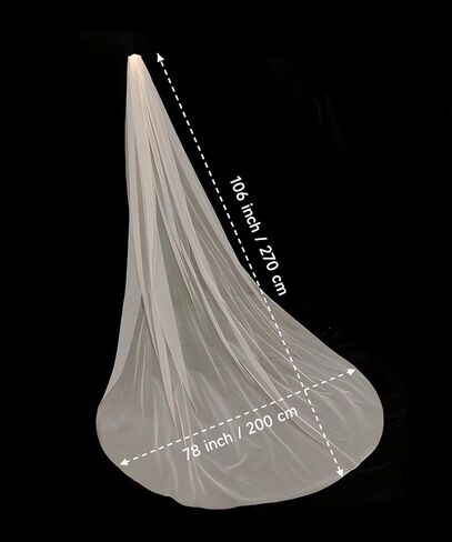 AMBRE ADÈLE طرحة زفاف من التول باللون العاجي، طرحة زفاف طويلة مقاس 106 × 78 بوصة للعرائس in Kuwait