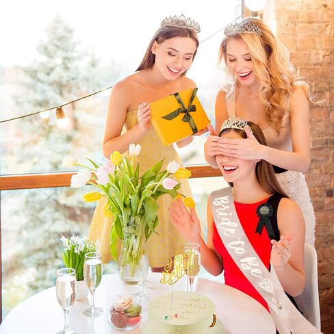 مجموعة زينة هدايا لحفلات الخطوبة مع مشط ووشاح لحفلات الزفاف وحفلات توديع العزوبية بلون ذهبي وردي وابيض، 79 سم/12 × 4 سم/158 × 9.5 سم من تشكسيلينج in Kuwait