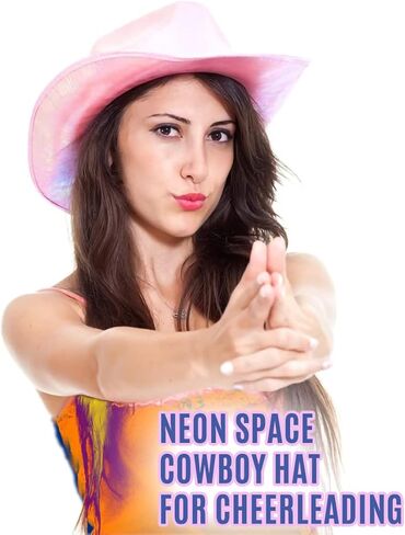 SHENYI 6 قطع قبعة راعية البقر الوردية مع 6 قطع نظارات شمسية على شكل قلب وردي، قبعة رعاة البقر الوردية اللامعة لحفلات الديسكو in Kuwait